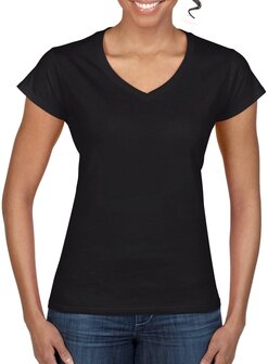 Dames T-shirt V-hals ZWART