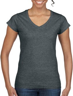 Dames T-shirt V-hals DARK HEATHER