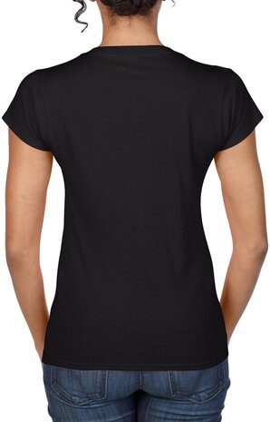 Dames T-shirt V-hals ZWART