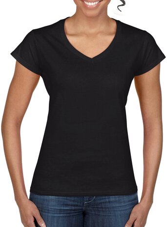 Dames T-shirt V-hals ZWART