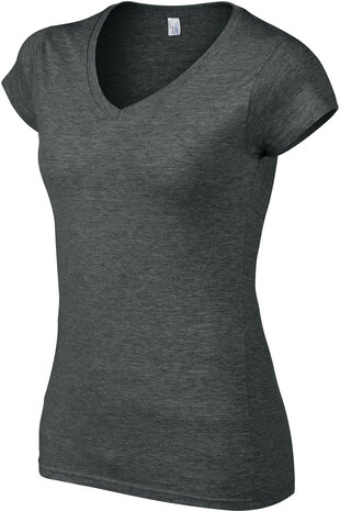 Dames T-shirt V-hals DARK HEATHER